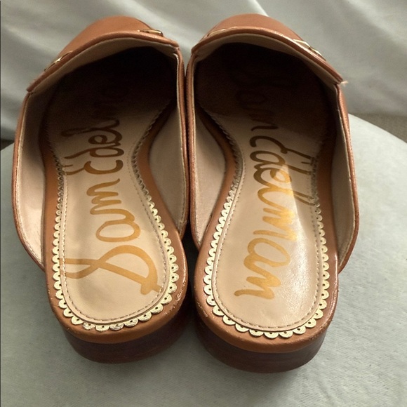 Sam Edelman Cognac Leather Horsebit Slide Loafers - Picture 3 of 8